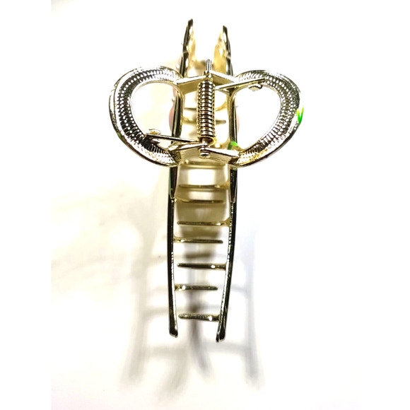 Hair Clip Barrette Snow Drop Flower Messy Hair Bun Pink Green Gold Tone Wedding - Picture 6 of 9